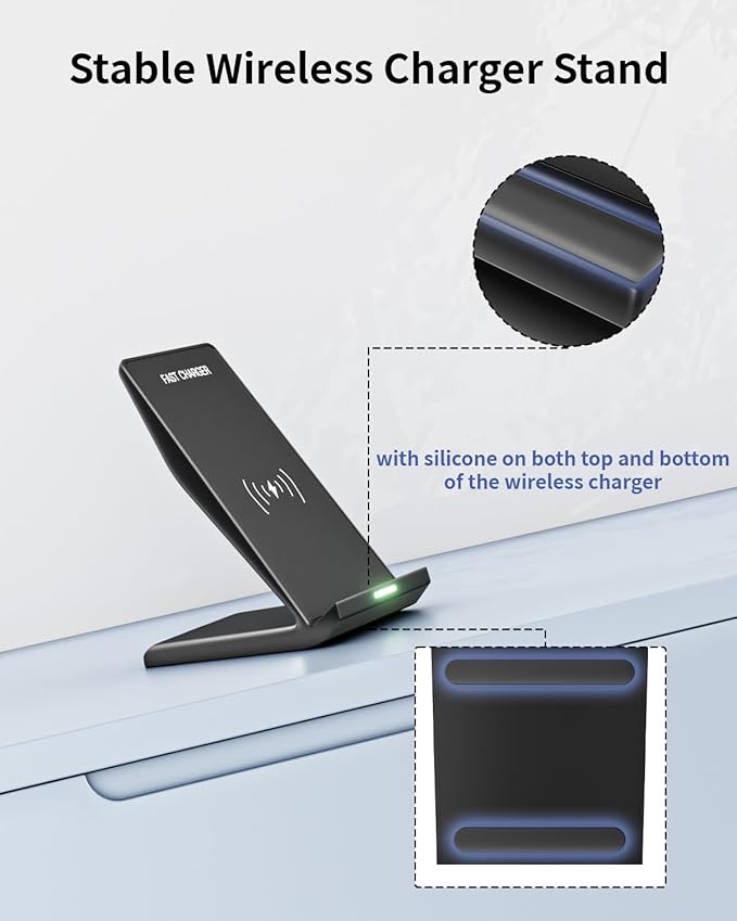 Wireless Charger Stand, 15W Fast Phone Wireless Charging Stand Station - Image 6