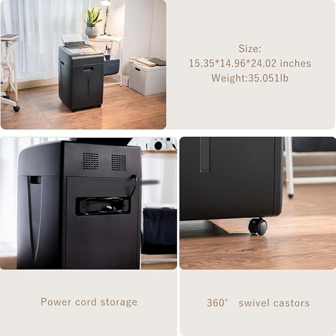 Effeluviate Commercial Autofeed Paper Shredder: 200 Sheets P-5 Micro Cut Shreds - Image 6