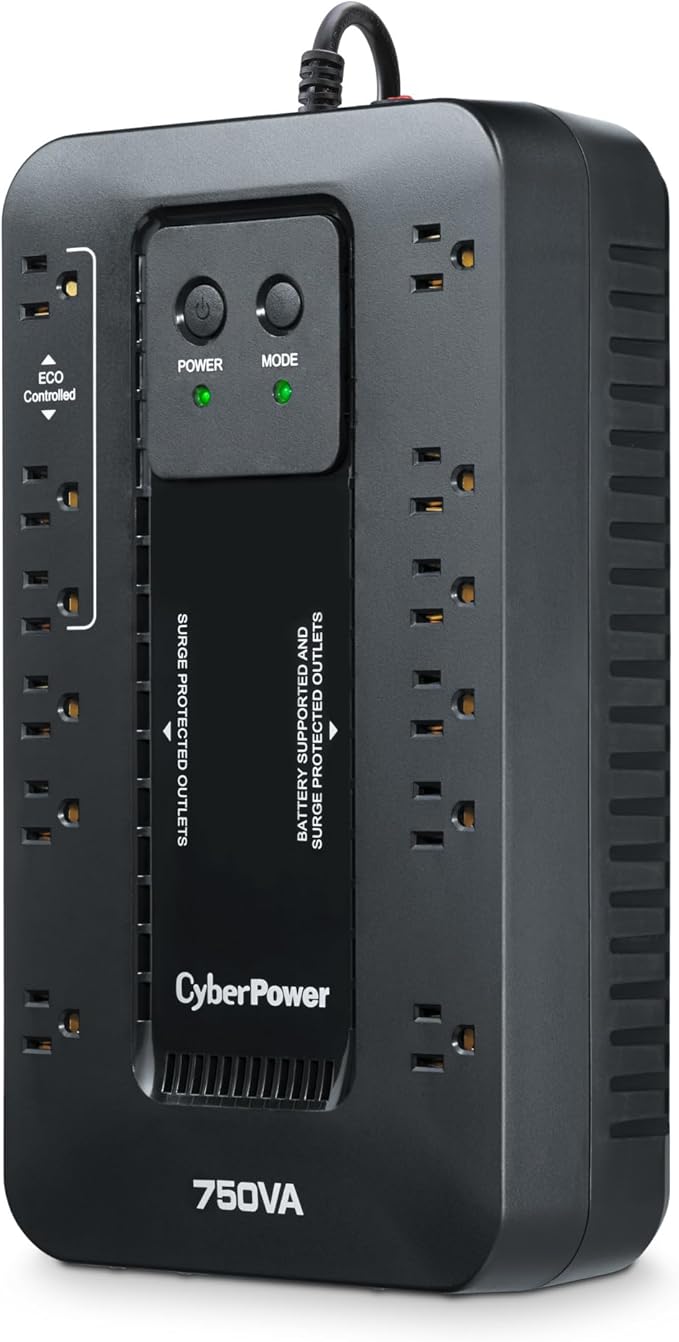 CyberPower EC750G Ecologic Battery Backup & Surge Protector UPS System - Image 2