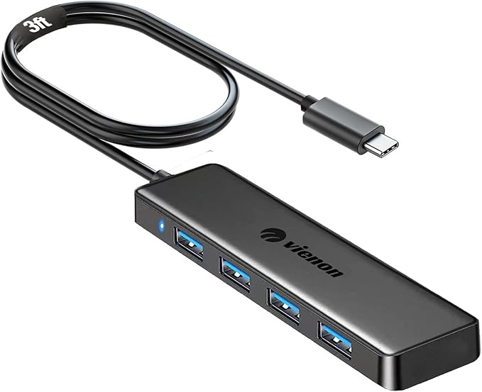 VIENON USB C Hub with 4 USB 3.0 Femal Ports, USB Extender by vienon