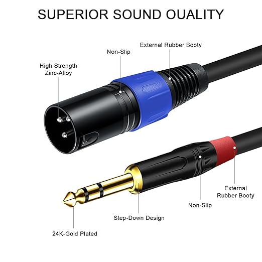 Jozzai 6.35mm Dual TRS to XLR Male Cable - Image 6