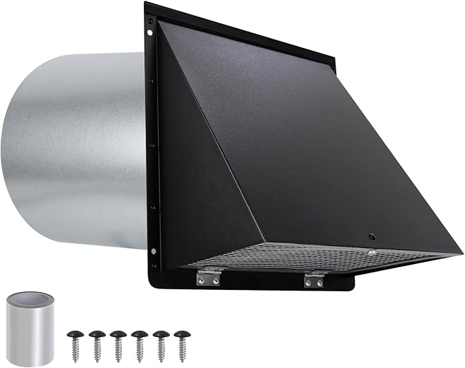 8 inch Hooded Wall Vent with Screen and Damper, Wall Vent Cover Exhaust Vent by JYINCPED