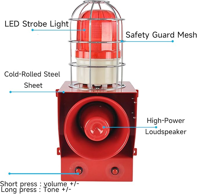 EOKHEOY Alarm Siren Waterproof Indoor/Outdoor Security Emergency Adjustable - Image 2