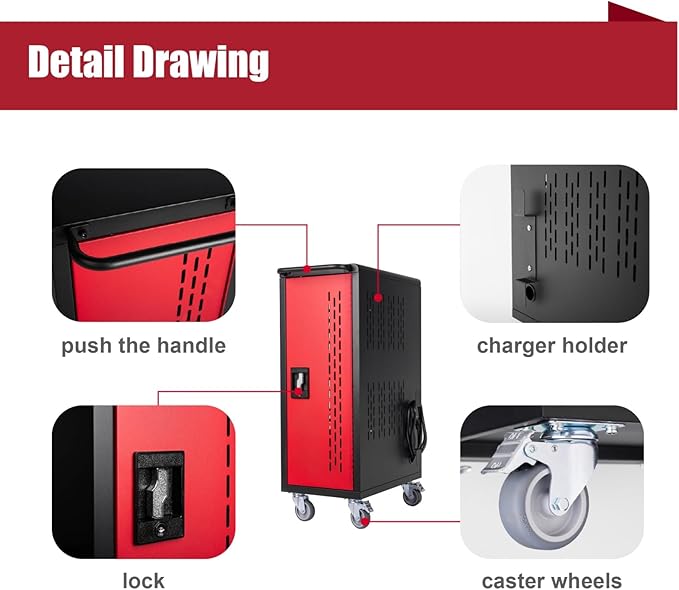 VOOTOLOVER 16 Bay Mobile School Charging Cart Station, - Image 4