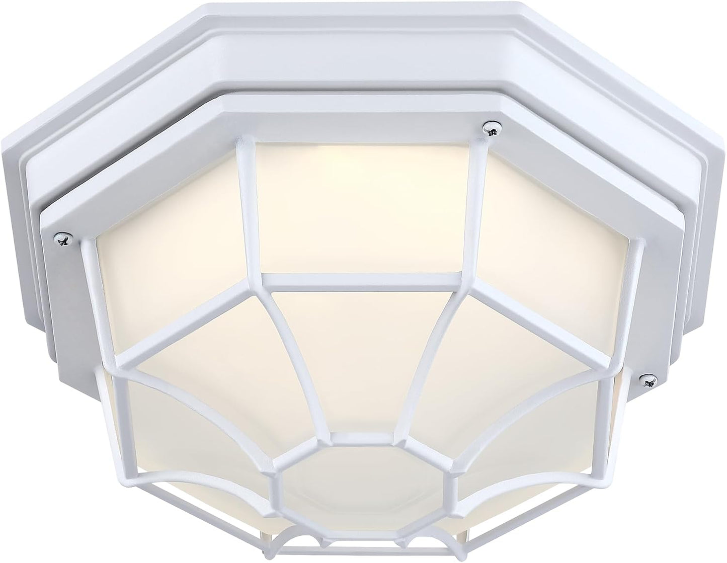10.5” White LED Close to Ceiling Light for Basement Garage Light Octagonal White Mid-Century Modern Overhead Lights LED 2700K 3000K 3500K 4000K 5000K 10.5in Spider Web Lamp 17W,120V,850Lm-1050Lm