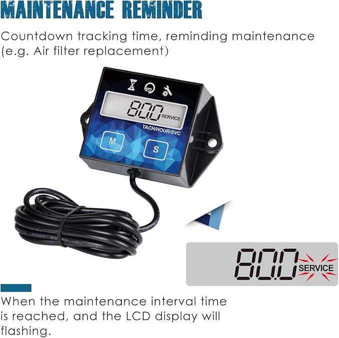 2 Pieces Runleader Small Engine Timer, Digital Tachometer, Maintenance Reminder - Image 3