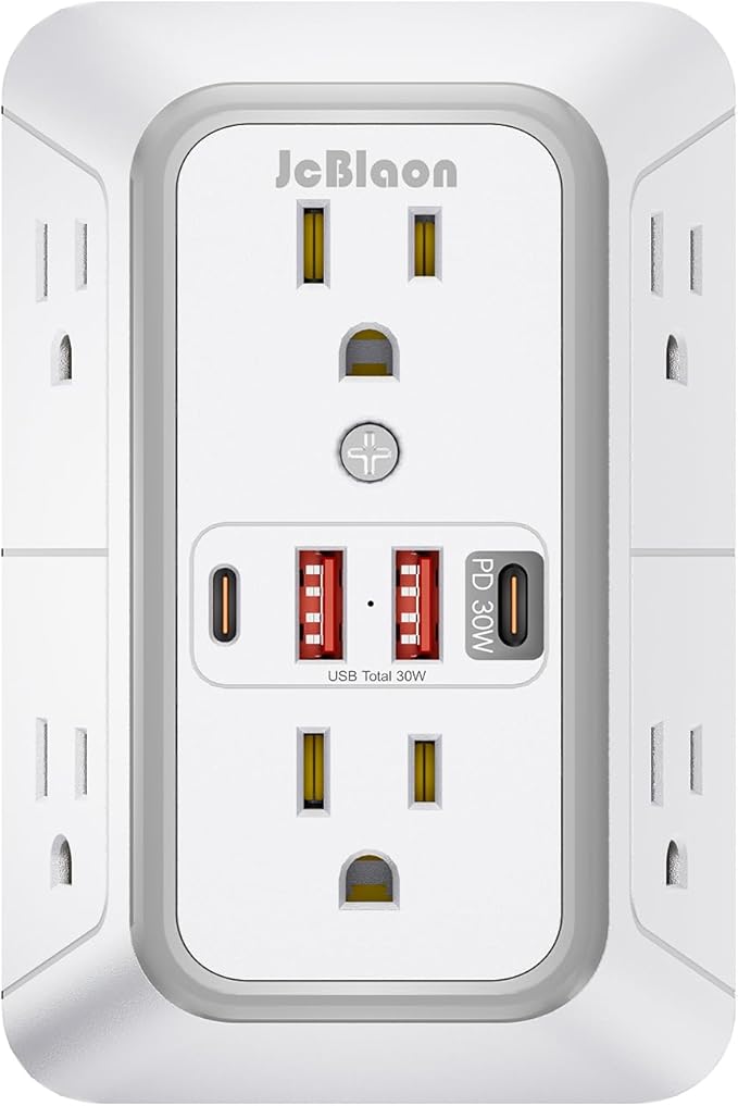 JcBlaon Surge Protector Outlet Extender 6 Outlet Extender by JcBlaon