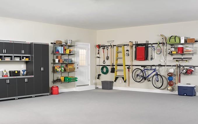 Rubbermaid 20-Piece FastTrack Garage Wall-Mounted Storage Kit 5 Rails and 15 - Image 12
