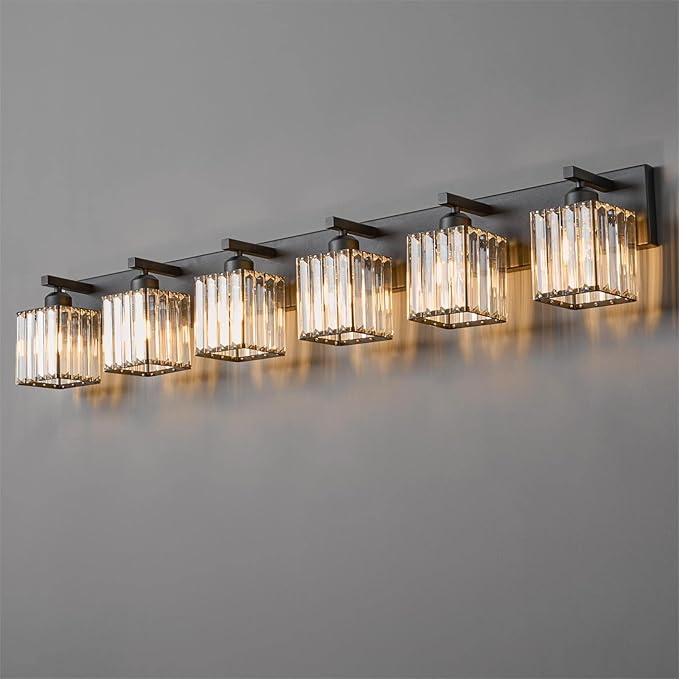 FDPBY Modern Black Crystal Bathroom Vanity Light by FDPBY