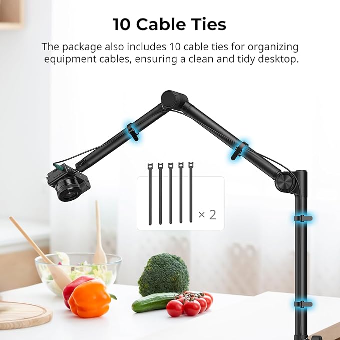 SMALLRIG Overhead 3-Section Desktop Camera Bracket, Damping Boom Arm Desk Mount - Image 7