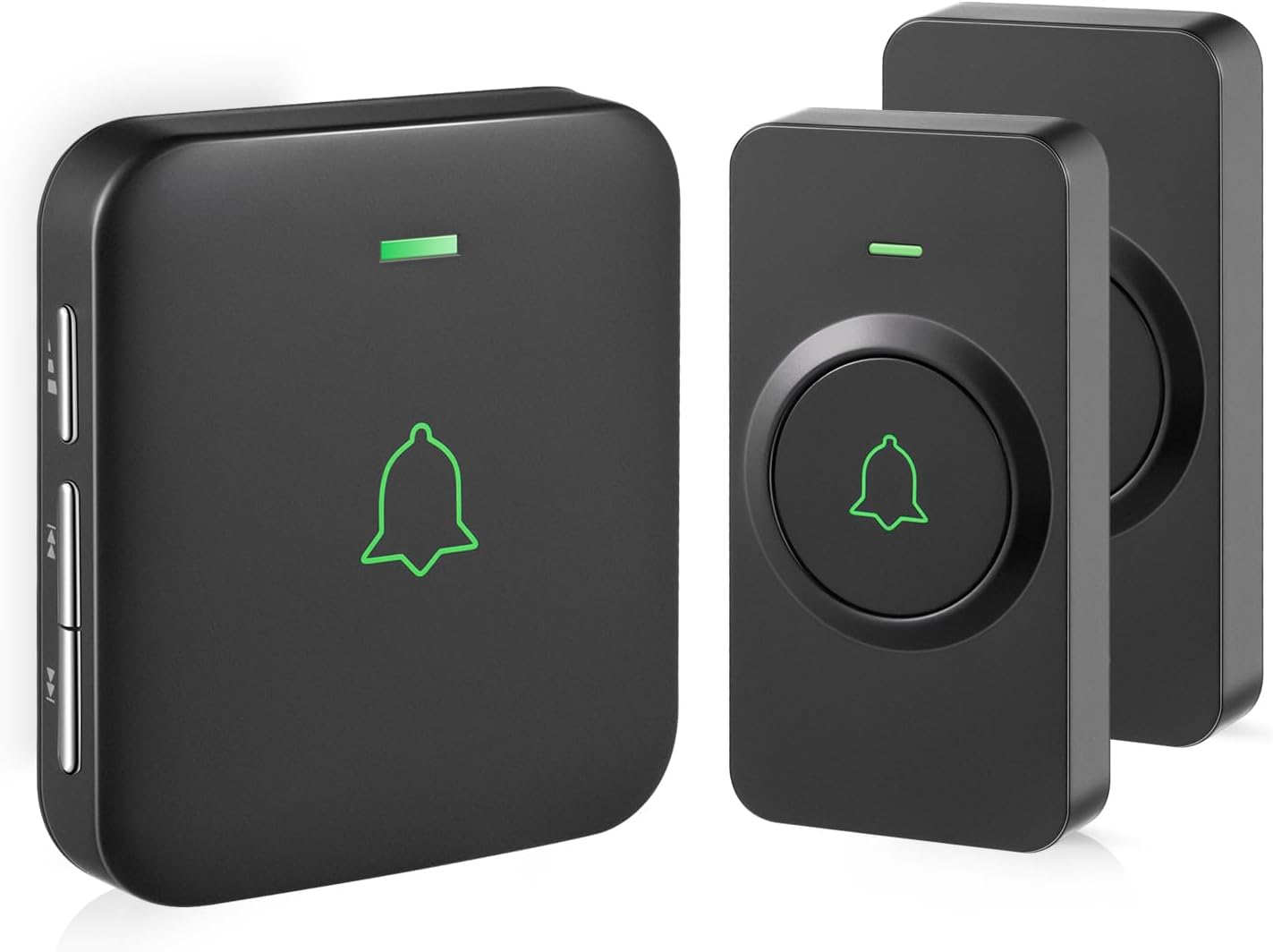 AVANTEK Wireless Doorbell, 1000 ft Range, 2 Buttons + 1 Receiver, Black | 115 dB Volume, LED Flash, Different Chimes per Button, IP55 Waterproof, 3-Year Battery, No Wi-Fi