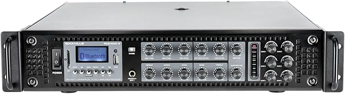 Rockville RCS1000-6 1000W 6-Zone Commercial Amplifier, USB/SD Inputs, Echo Mic by Rockville