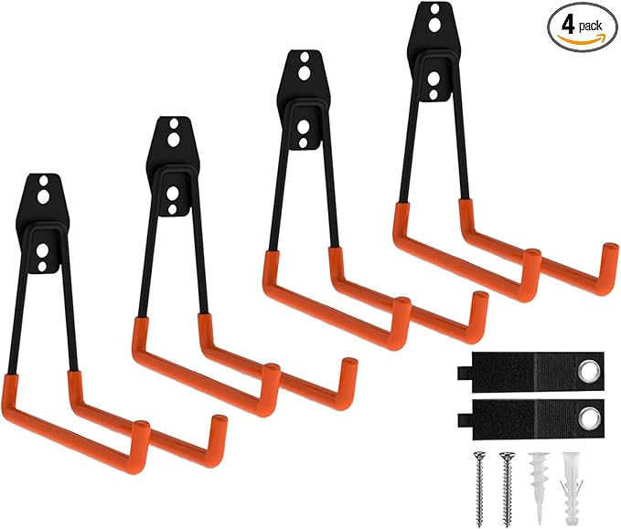 CRXCRC Garage Hooks, 4 Pack Large Square Wall Hooks by CRXCRC