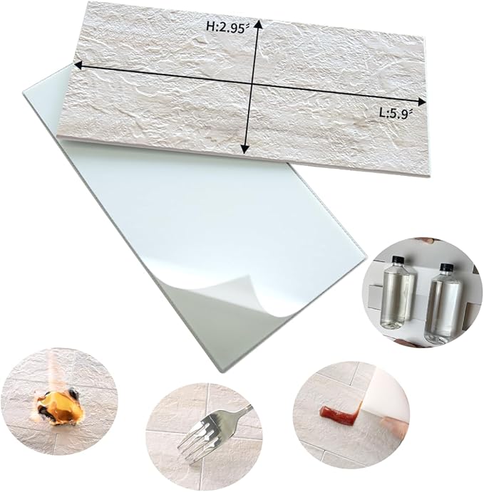 AULIGET 4-Piece Beige Slate Peel and Stick Backsplash Wall Tiles, Laundry Room - Image 5