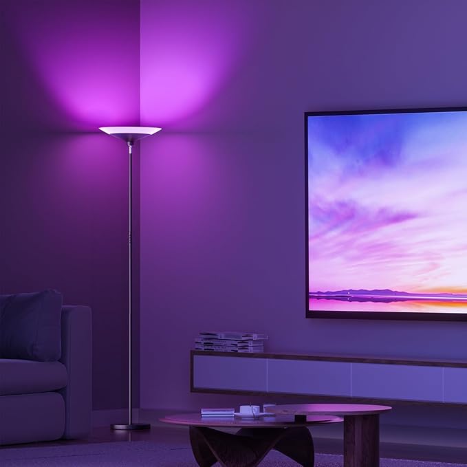 SIBRILLE RGB Torchiere Floor Lamp - 30W Dimmable LED Standing Lamp - Image 6