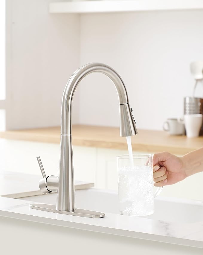 AIMADI Kitchen Faucet with Pull Down Sprayer – High Arc 360° Swivel Brushed - Image 8