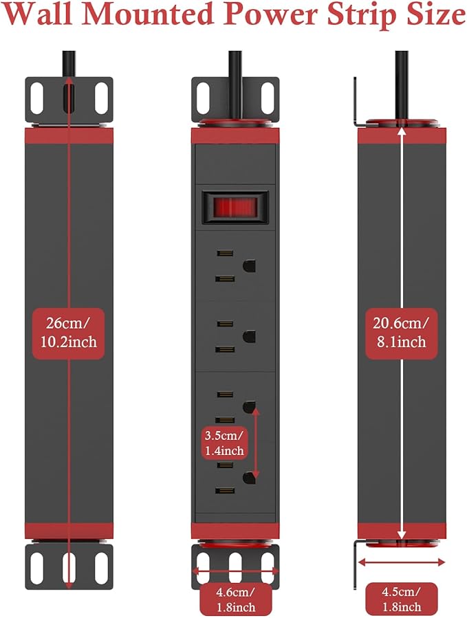 10 inch Rack Mount Power Strips PDU 4 Outlets - Image 4