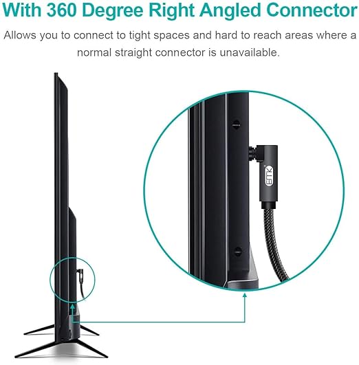 EMK 90 Degree Toslink Optical Cable 360 Degree Free-Rotating Plug Fiber Optic - Image 3