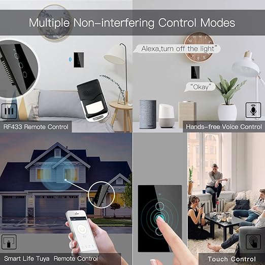 MOES 2.4GHz WiFi Wall Touch Smart Switch Neutral Wire Required, 3 Way - Image 4