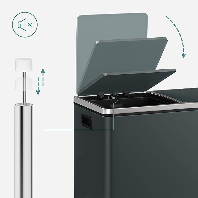 SONGMICS Trash Can, 2 x 8 Gallon Garbage Can - Image 4