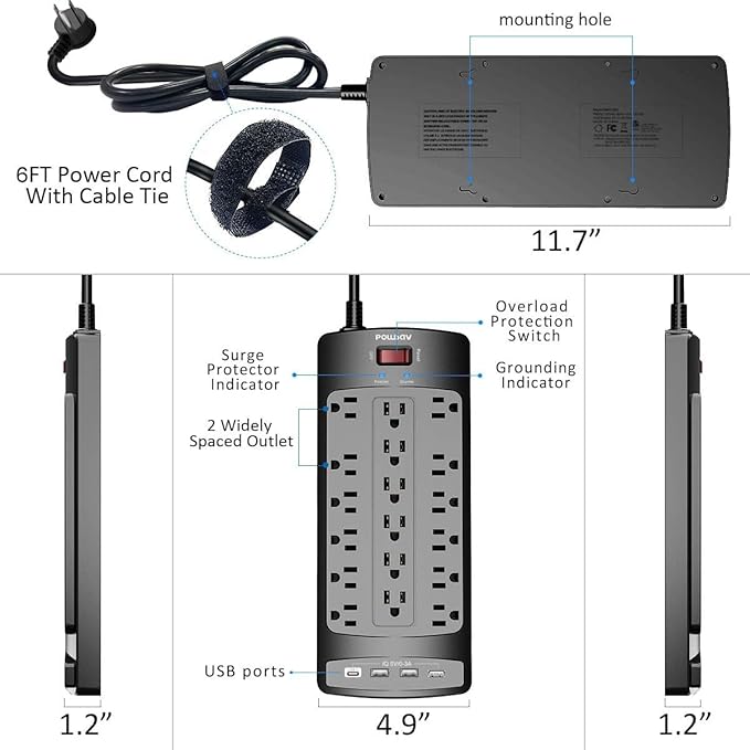 18 Outlets Surge Protector Power Strip - Image 7