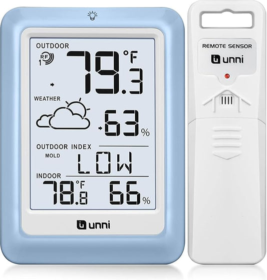 Indoor Outdoor Thermometer Wireless Weather Station, Temperature Humidity by UUNNI