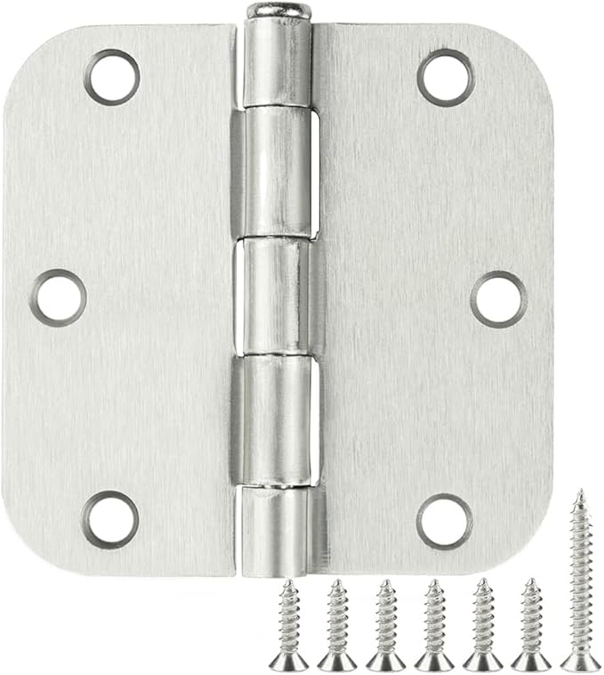 36 Pack Rounded Brushed Nickel Door Hinges 3.5 Inch x 3 ½" 5/8" Radius 3 1/2" by TDCHINGES