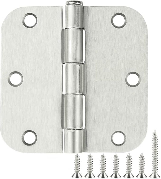 42 Pack Rounded Door Hinges Brushed Nickel 3.5 inch x 3-1/2", 5/8" Radius Heavy by TDCHINGES