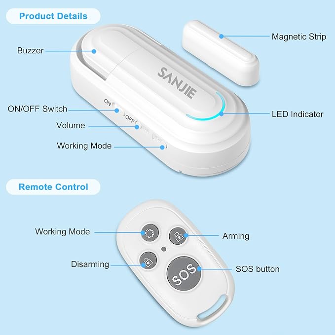 Sanjie Door Alarms for Kids Safety/Home Security/Dementia, Pool Door Alarm - Image 9