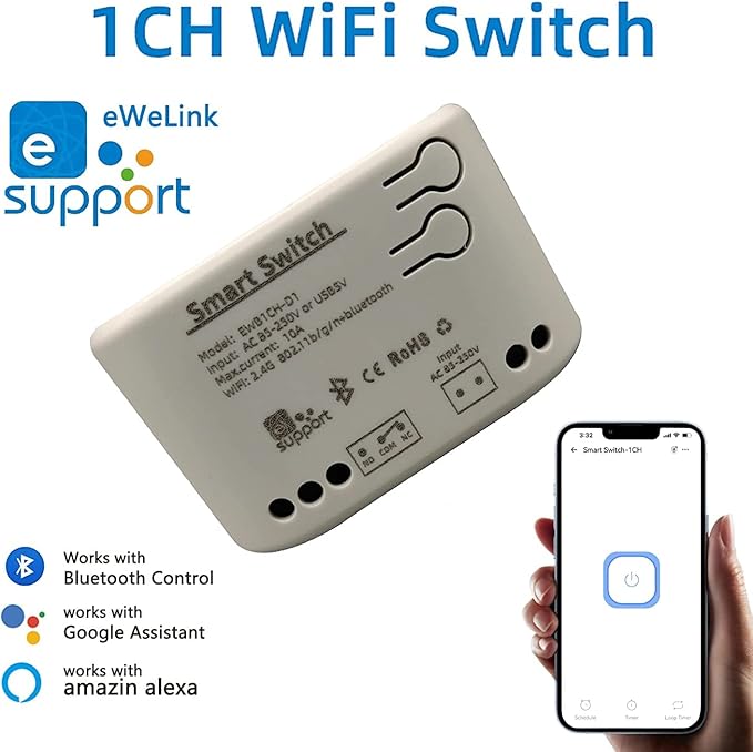 Newgoal 1 Channel Smart WiFi Relay Switching Module USB 5V/AC85V-250V, Supports - Image 2