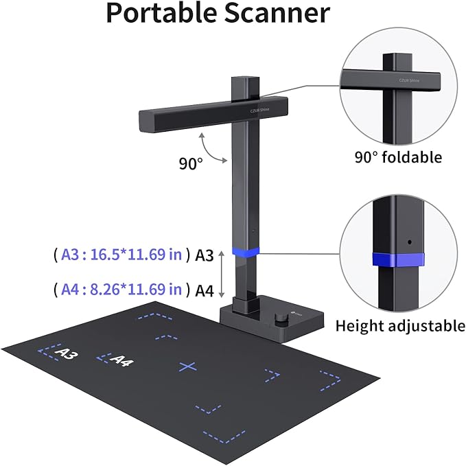 CZUR Shine Ultra Pro 24MP Document Scanner, USB Book Scanner, Portable Document - Image 3