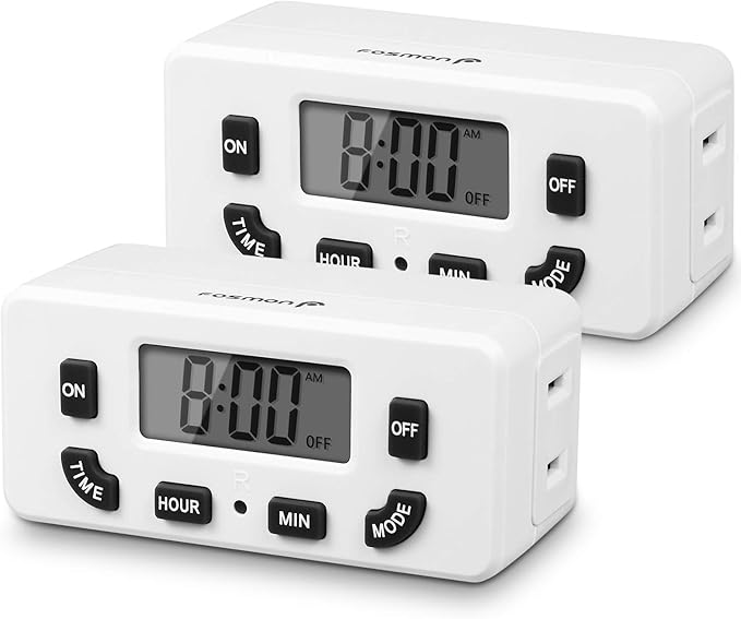 Fosmon 24 Hour Programmable Digital Timer Outlet, ON/Off Program, LCD Display by Fosmon