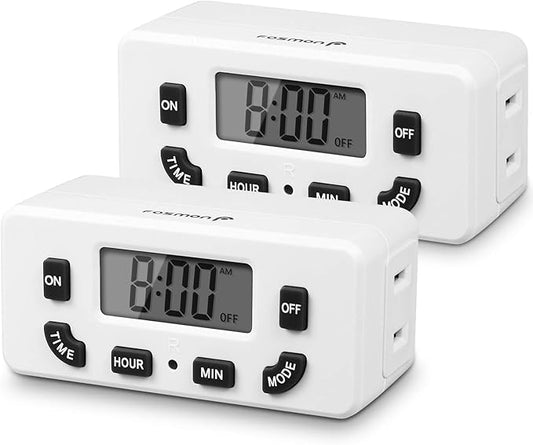 Fosmon 24 Hour Programmable Digital Timer Outlet, ON/Off Program, LCD Display by Fosmon