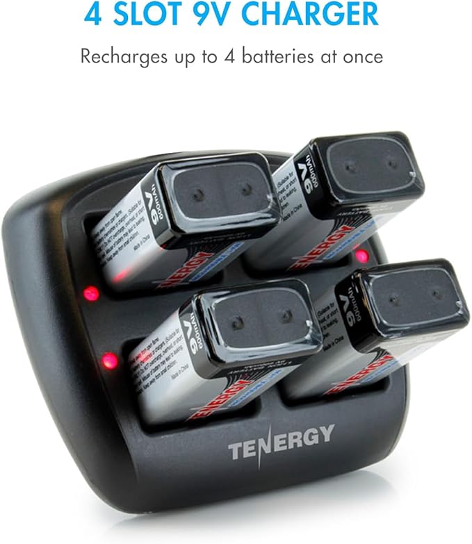 Tenergy TN294 4 Bay 9V Li-ion Battery Charger and 8 Pack 9V 600mAh Li-ion - Image 2