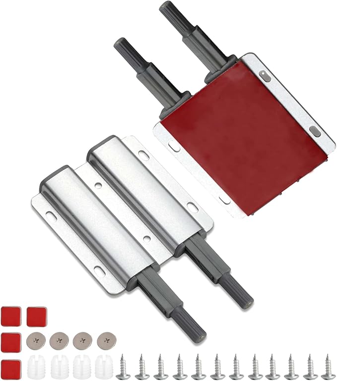 Double Push to Open Door Latch, 2 Pack Magnetic Push Latches, Adhesive Heavy by Redunest