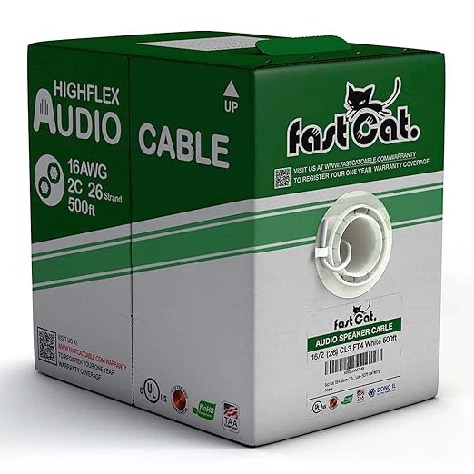 fast Cat. Speaker Wire 16 Guage 2C, UL Listed & CMR/CL3R-FT4 Rated by CONNECTIVITYviafastCat
