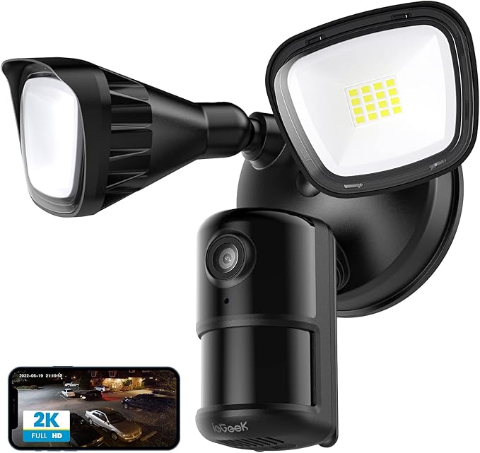 ieGeek Floodlight Camera Outdoor, 2K Wired Home Smart Security Cameras by ieGeek