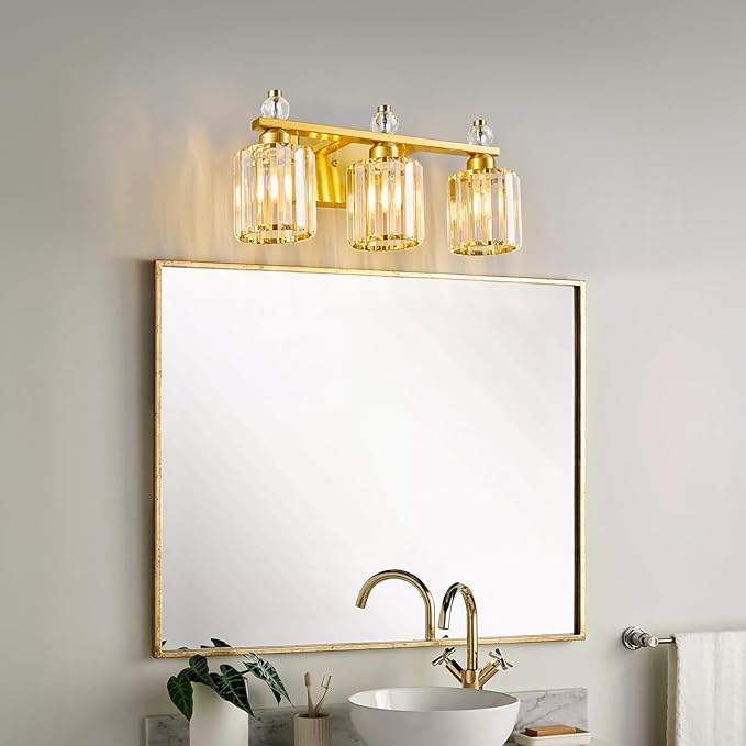 FDPBY Bathroom Vanity Lights 3-Light Gold Modern Crystal Vanity Light Fixtures - Image 3
