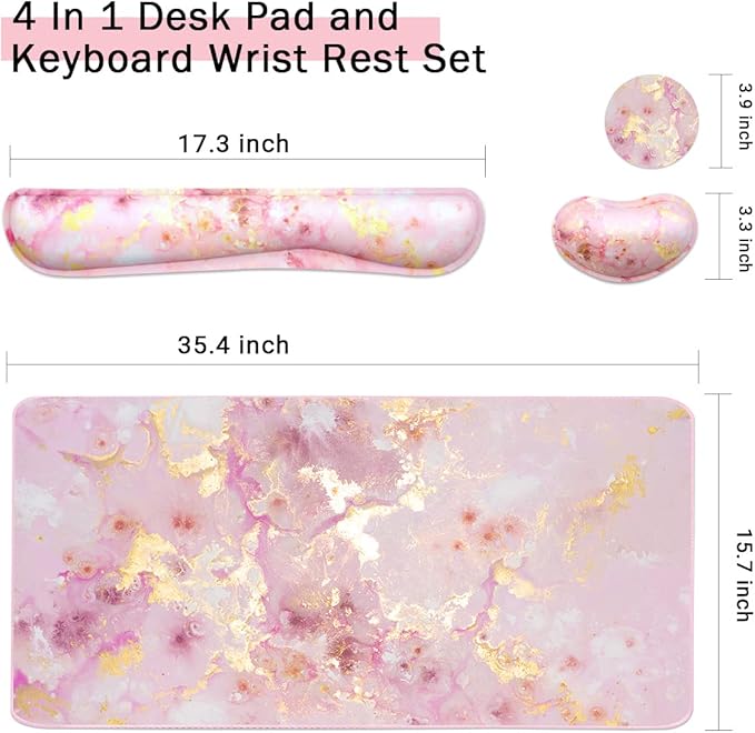 Keyboard Mouse Pad Set, Extended Mouse Pad+Keyboard Wrist Rest Support - Image 3