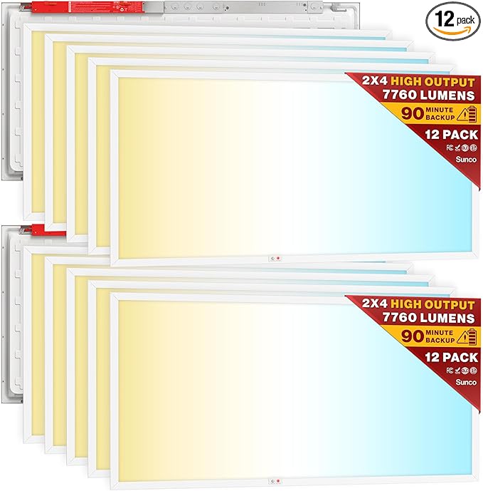 Sunco 12 Pack 2x4 LED Flat Panel Light Drop Ceiling Office Fixture by SuncoLighting
