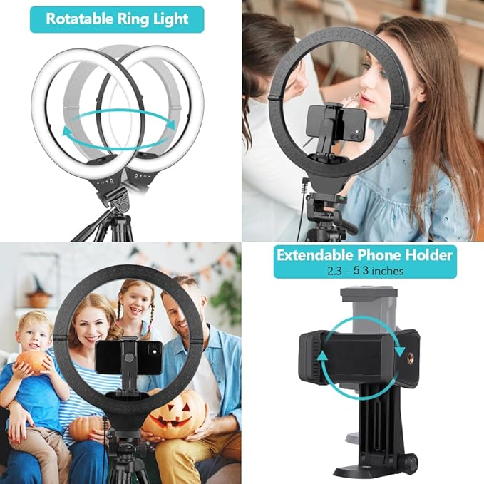 Sensyne 14" Ring Light with Tripod Stand, LED Circle Light with Phone Holder - Image 4