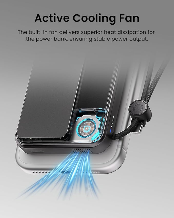 sharge ICEMAG 3 MagSafe Portable Charger, Qi2 25W Magnetic Power Bank 10000mAh - Image 6