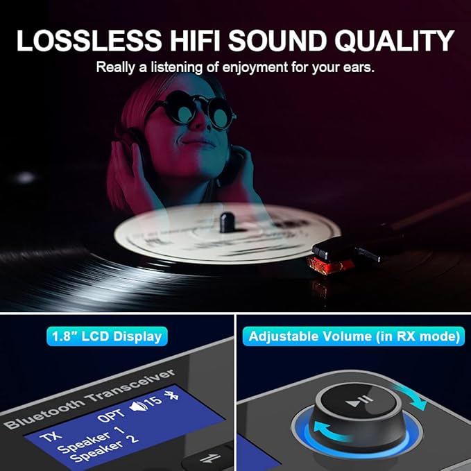 ifofo Bluetooth Transmitter Receiver 3-in-1 Bluetooth 5.0 Audio Adapter - Image 6