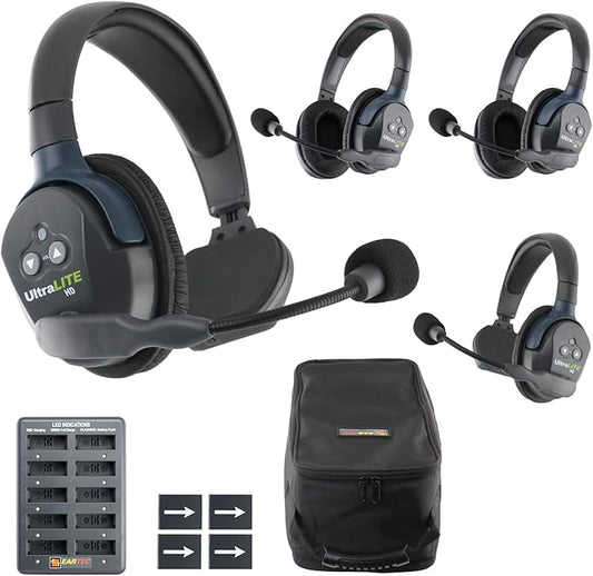 Eartec UL422 Ultralite-HD 4-Person Full Duplex Wireless Intercom Headset by Eartec