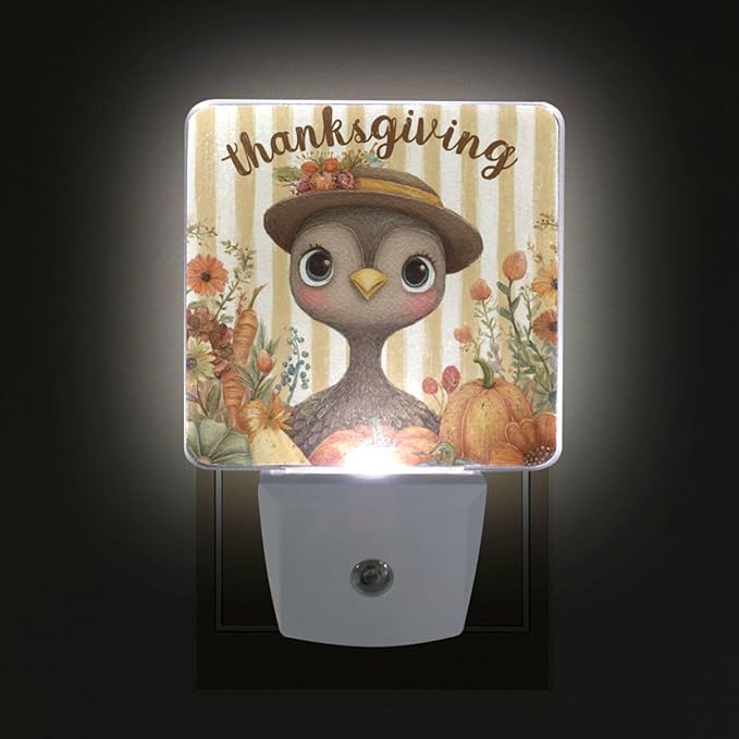 Pigsaly Led Night Light Thanksgiving Cute Turkey Autumn Pumpkins Carrots - Image 4