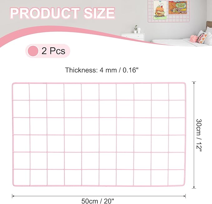 PATIKIL 12"x20" Wire Grid Panel, 2 Pack Board Photo Pictures Memo Display Grid - Image 2