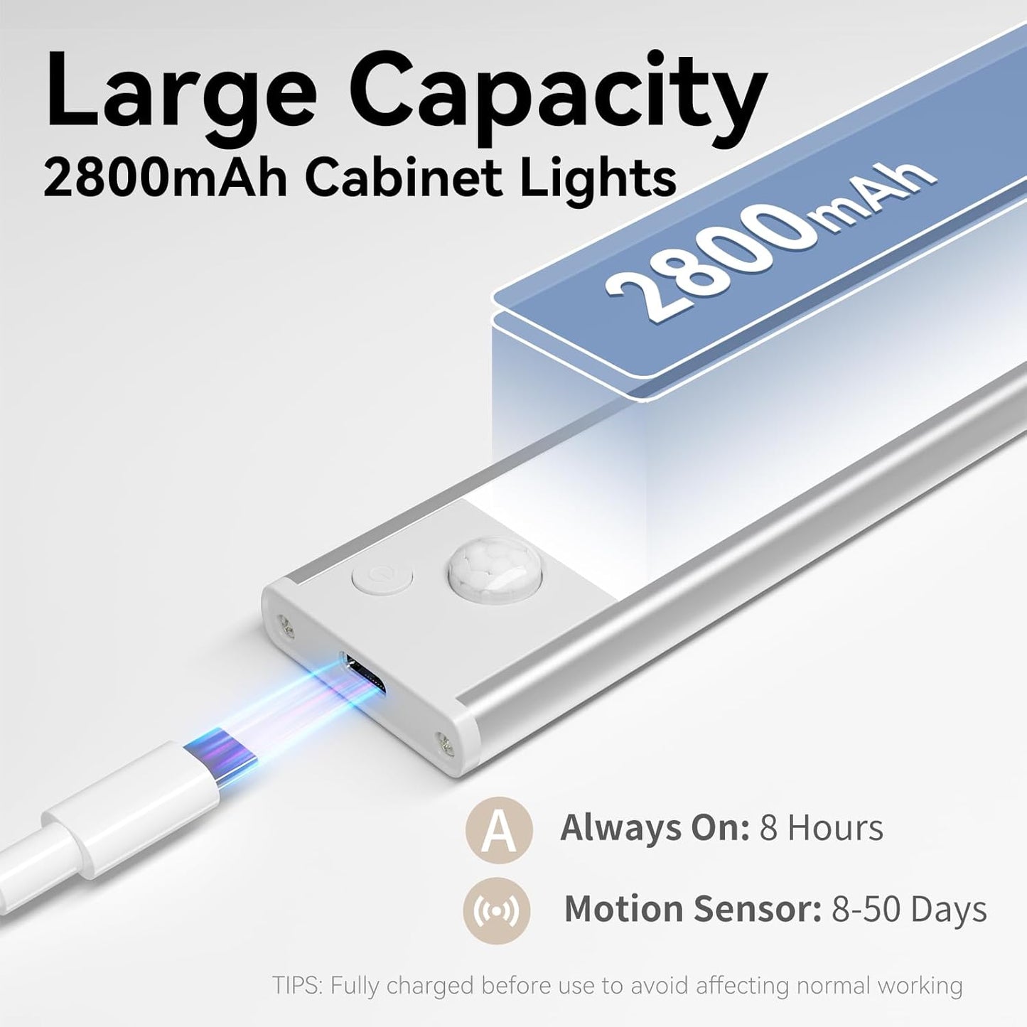 Under Cabinet Lighting, LED Magnetic Motion Activated Under Cabinet Lights, Rechargeable Closet Lights 2800mAh Battery Operated, Wireless Dimmable Under Counter Lights for Kitchen,Hallway 3 Pack