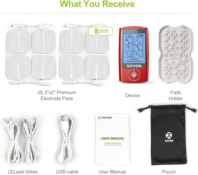 AUVON Rechargeable TENS Unit Muscle Stimulator, 24 Modes 4th Gen TENS Machine - Image 7