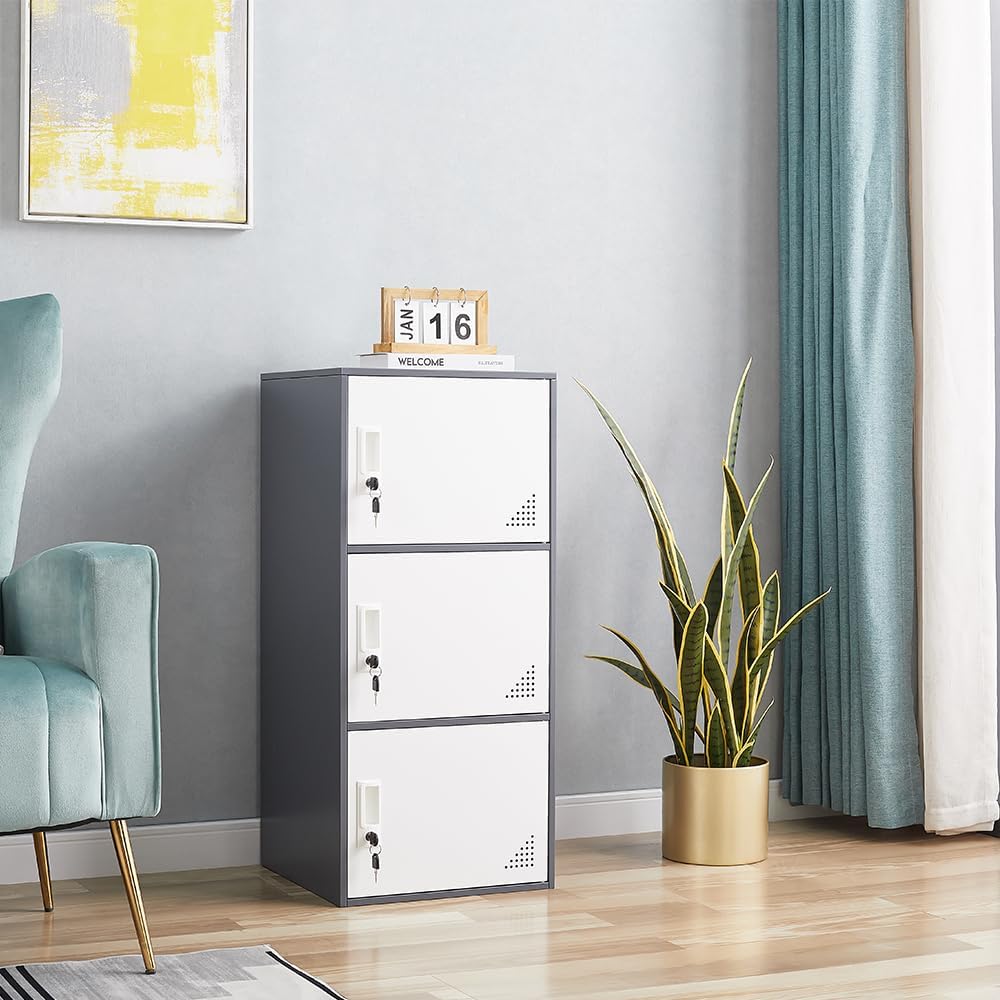 3 door metal locker steel storage cabinet, office, package contents