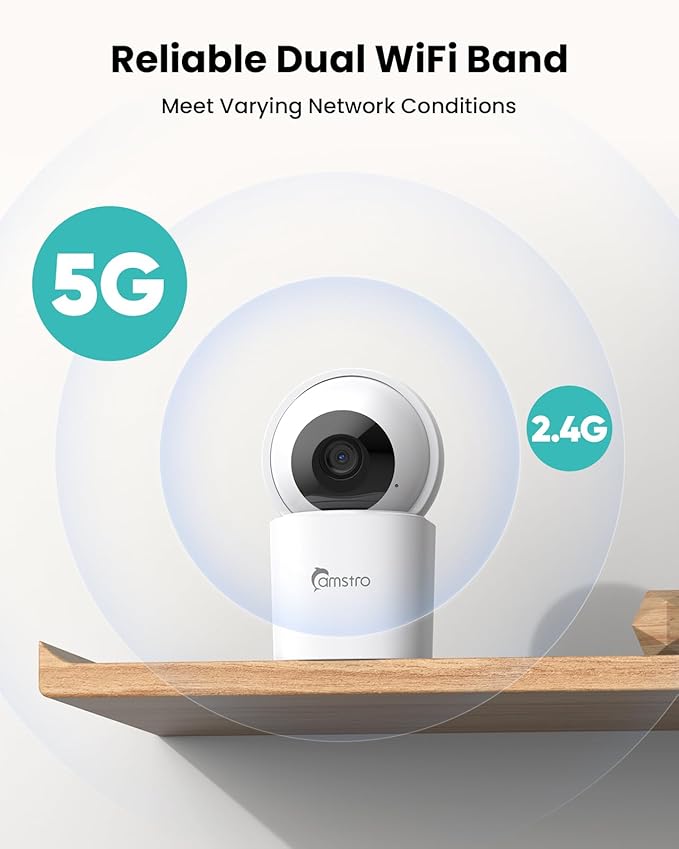 CAMSTRO 3K Indoor Security Camera 2 Pack, 360° Pan/Tilt WiFi Camera - Image 3